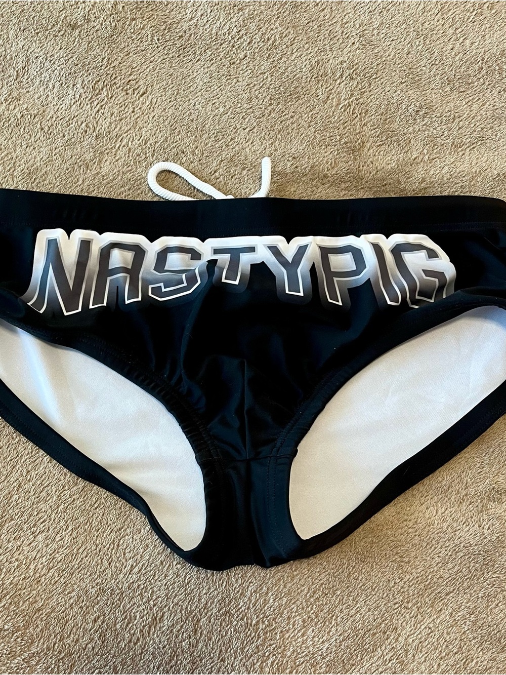 Nasty Pig Black Swim Trunks with White Logo, Sunga Style, medium, new with tags - Picture 2 of 6
